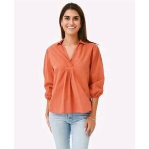 StarkX Cotton V-Neck‎ Luxe Forever Blouse Blended Blue/Green Size Small